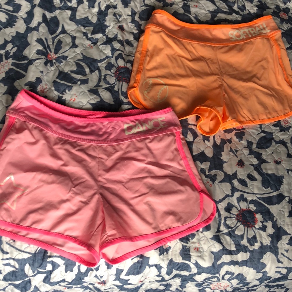 [justice] pink and orange shorts.